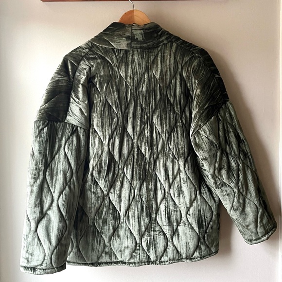 French Quilted Deep Green-Blue Jacket - NWT - Picture 3 of 6